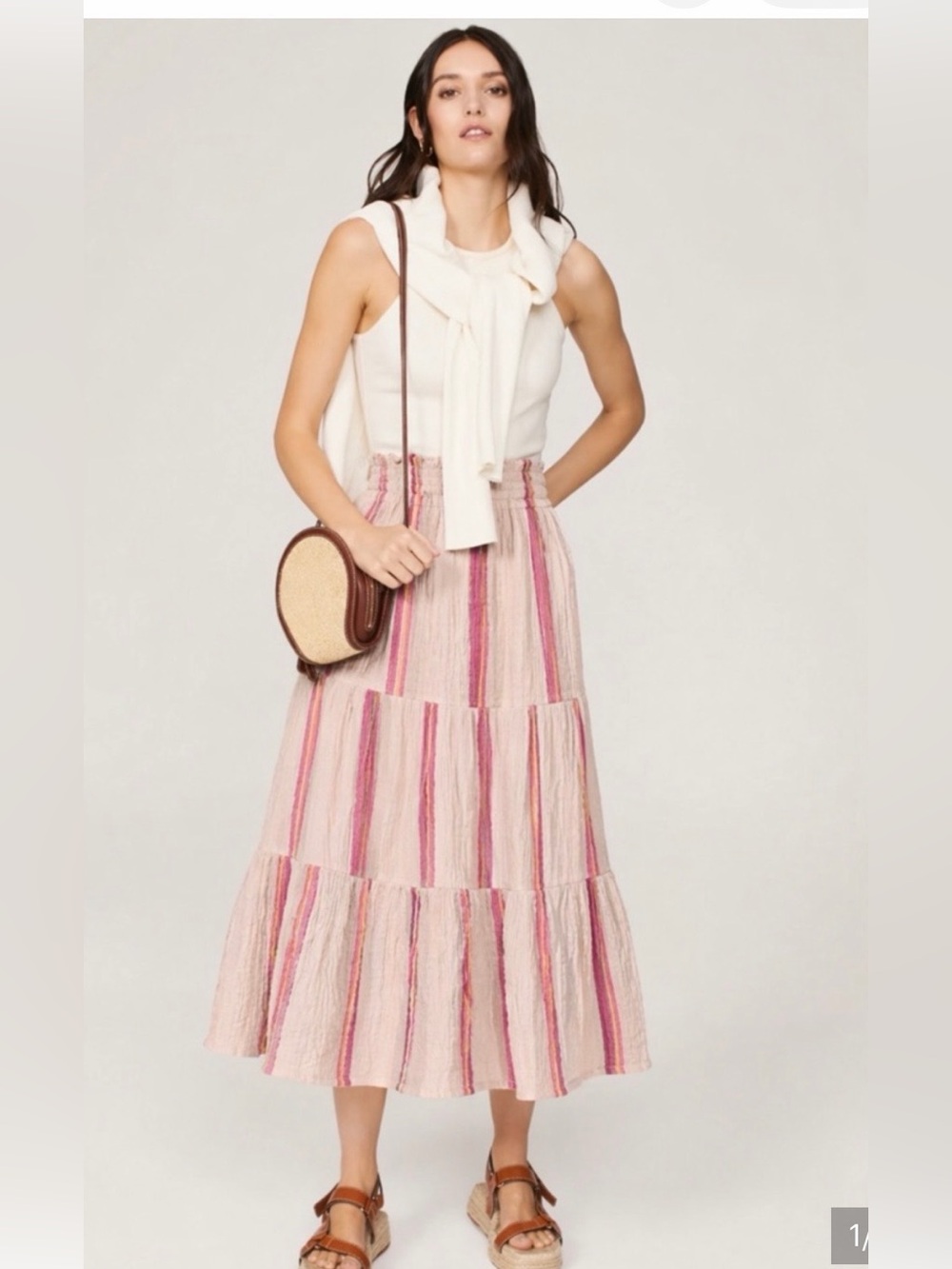 Marine Layer Corinne Tiered Maxi Skirt
Double Cloth Cotton Gauze Pockets